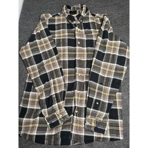 Red Head Brand Mens Flannel Shirt Medium brown black Plaid Classic Outdoor